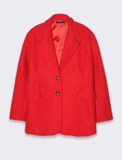 Donna Piazza Italia Giubbini E Cappotti<Giaccone in tessuto bouclÃ¨ - Rosso