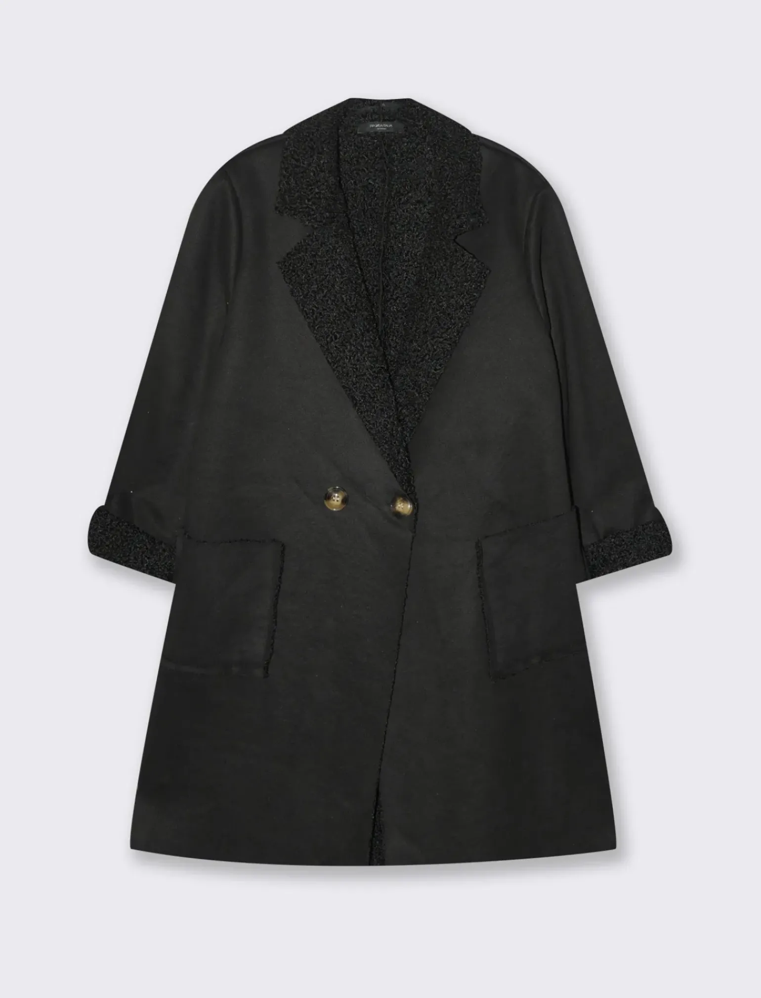 Donna Piazza Italia Donna|Giubbini E Cappotti<Giaccone in tessuto combinato a 2 bottoni - Nero