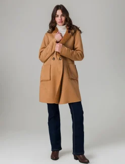 Donna Piazza Italia Donna|Giubbini E Cappotti<Giaccone in tessuto combinato a 2 bottoni - Cammello