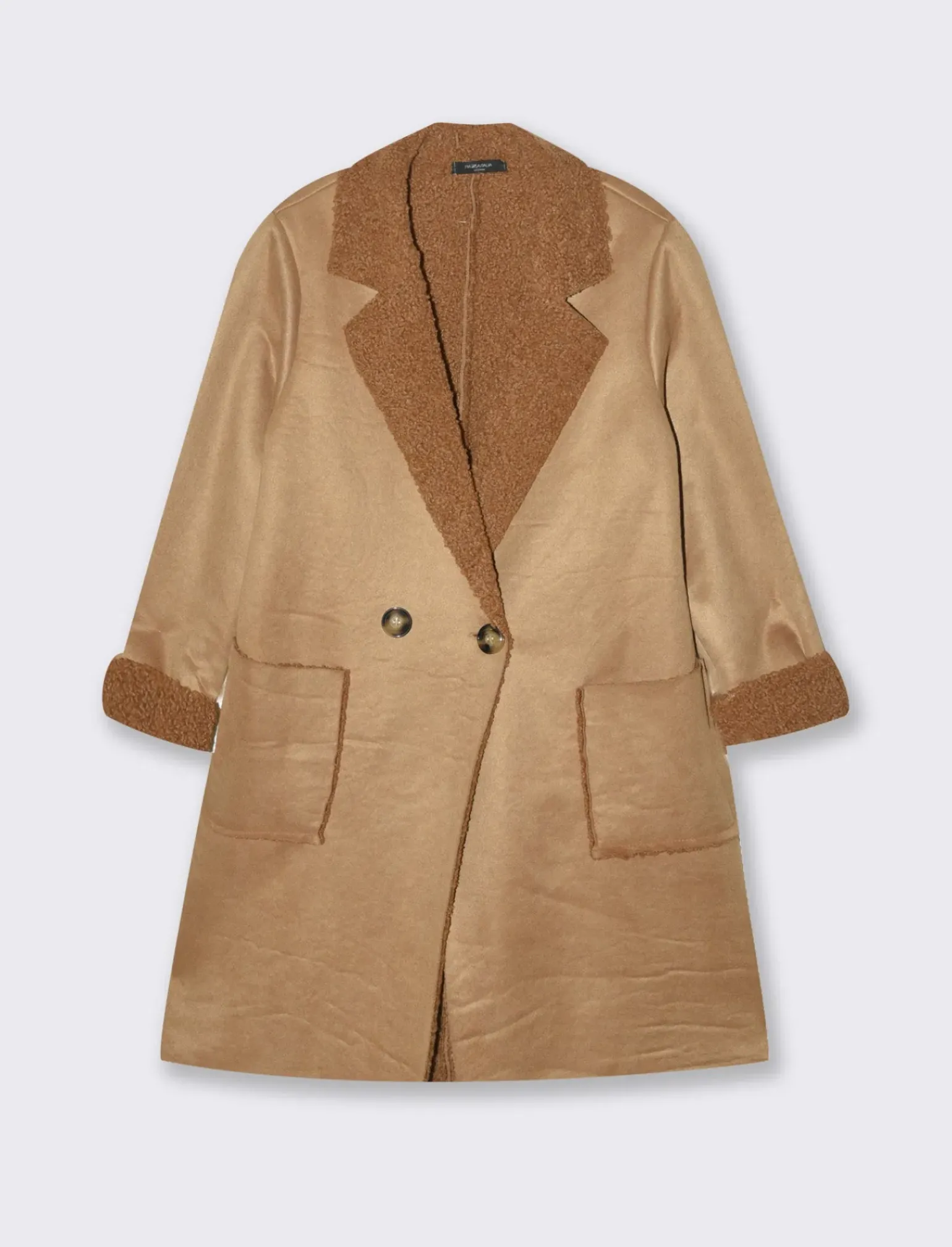 Donna Piazza Italia Donna|Giubbini E Cappotti<Giaccone in tessuto combinato a 2 bottoni - Cammello