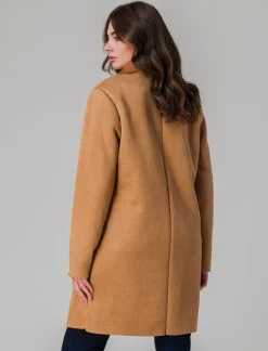 Donna Piazza Italia Donna|Giubbini E Cappotti<Giaccone in tessuto combinato a 2 bottoni - Cammello