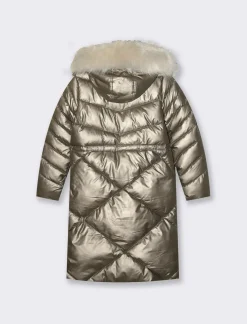 Donna Piazza Italia Donna|Giubbini E Cappotti<Giaccone lungo con cappuccio con bordo in finta pelliccia removibile -