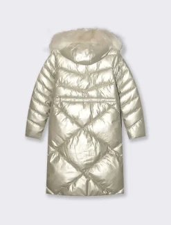 Donna Piazza Italia Donna|Giubbini E Cappotti<Giaccone lungo con cappuccio con bordo in finta pelliccia removibile - Avorio