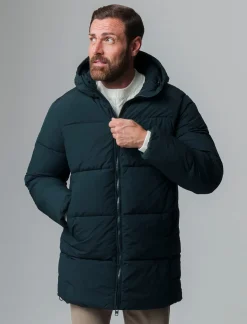 Uomo Piazza Italia Giubbini E Cappotti<Giaccone lungo realizzato in tessuto tecnico imbottito con cappuccio -