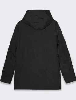 Uomo Piazza Italia Giubbini E Cappotti<Giaccone lungo realizzato in tessuto tecnico a collo alto con cappuccio - Nero