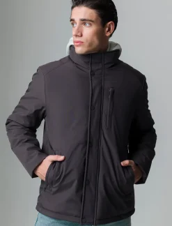 Uomo Piazza Italia Uomo|Giubbini E Cappotti<Giaccone realizzato in tessuto tecnico a collo alto - Moro