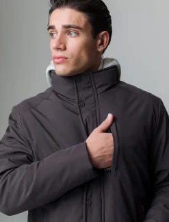 Uomo Piazza Italia Uomo|Giubbini E Cappotti<Giaccone realizzato in tessuto tecnico a collo alto - Moro