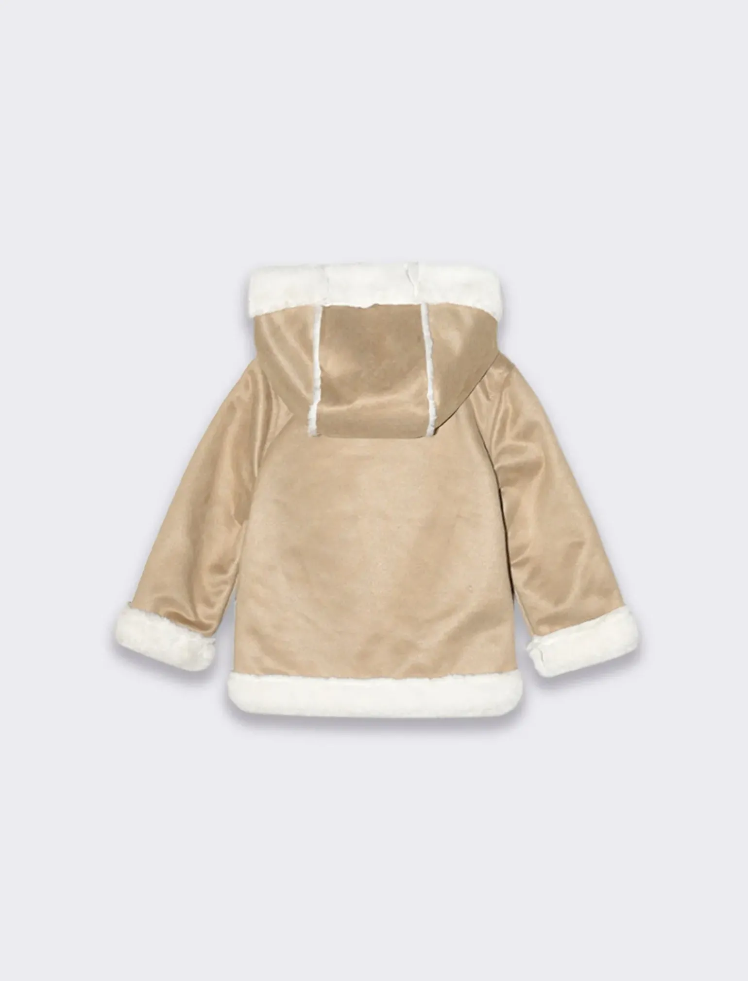 Piazza Italia Neonata<Giaccone scamosciato con cappuccio e pelliccia interna e bottoni frontali -