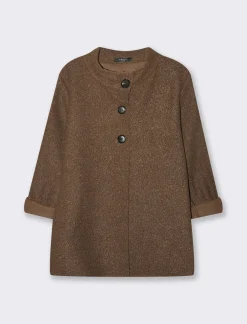 Donna Piazza Italia Giubbini E Cappotti<Giaccone taglio ad A con collo alto a 3 bottoni - Moro