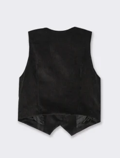 Donna Piazza Italia Giacche E Blazer<Gilet a coste in tessuto effetto velluto con bottoni -