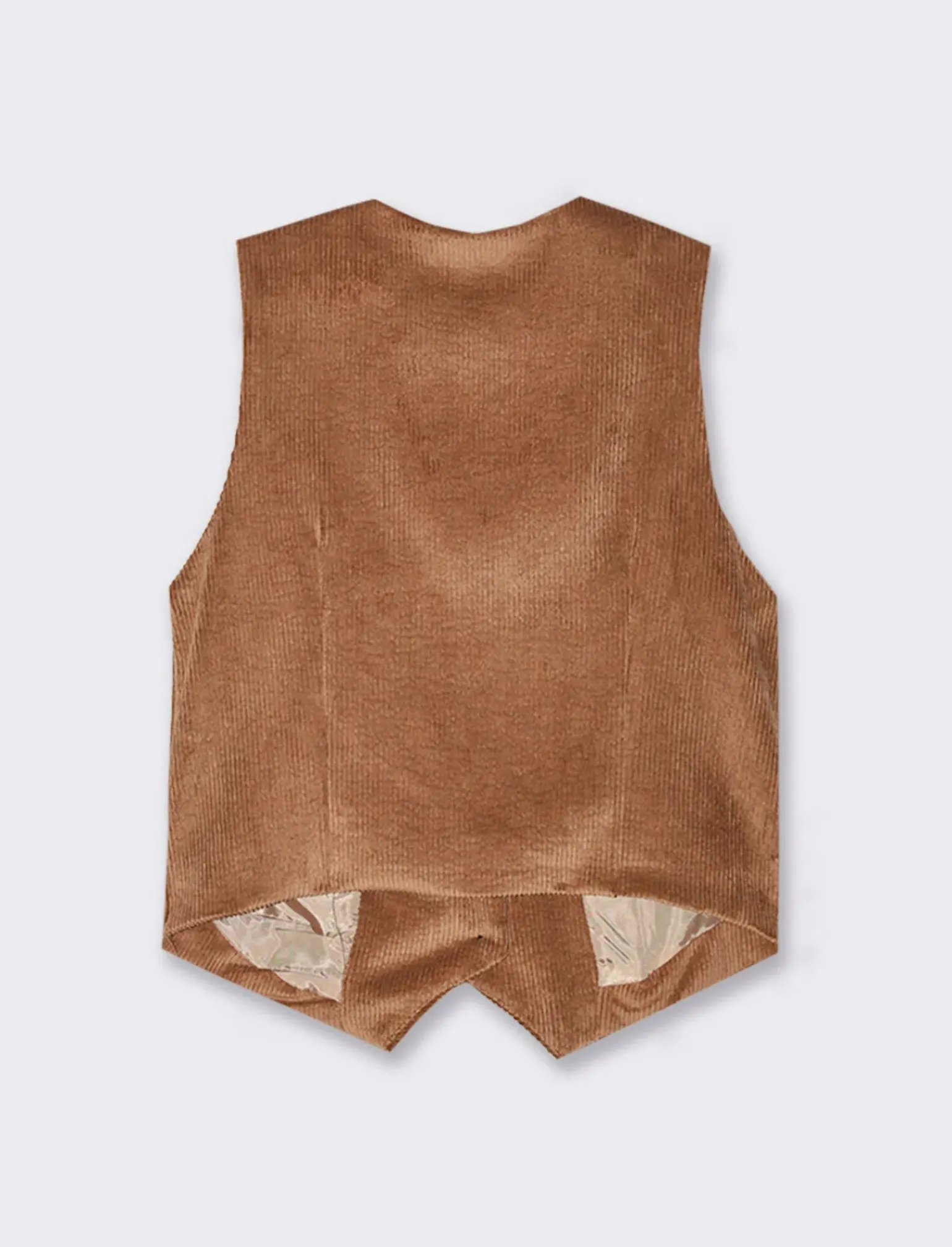 Donna Piazza Italia Giacche E Blazer<Gilet a coste in tessuto effetto velluto con bottoni - tabacco