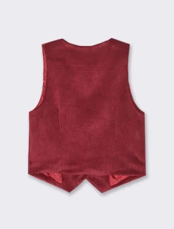 Donna Piazza Italia Giacche E Blazer<Gilet a coste in tessuto effetto velluto con bottoni - Vinaccia