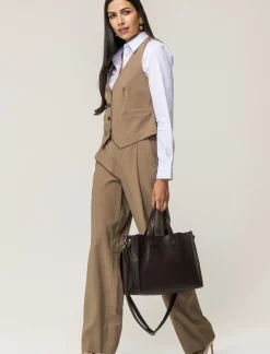 Donna Piazza Italia Donna|Giacche E Blazer<Gilet con bottoni , scollo a V e tasche frontali a filetto - castoro