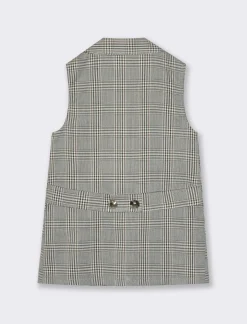 Piazza Italia Bambina|Giacche<Gilet con collo revers a fantasia pied de poule e bottoni gioiello - Fantasia