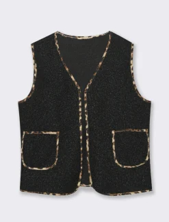 Donna Piazza Italia Donna|Giacche E Blazer<Gilet senza chiusura con bordo a contrasto e tasche a toppa -