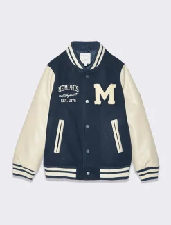 Bambino Piazza Italia Bambino|Giubbini E Cappotti<Giubbino in stile varsity con ricamo lettering -