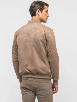 Uomo Piazza Italia Uomo|Giubbini E Cappotti<Giubbotto bomber in tessuto effetto scamosciato - fango