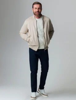 Uomo Piazza Italia Uomo|Giubbini E Cappotti<Giubbotto bomber in tessuto effetto scamosciato - ecru