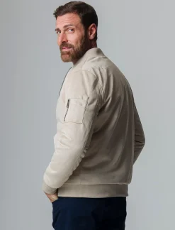 Uomo Piazza Italia Uomo|Giubbini E Cappotti<Giubbotto bomber in tessuto effetto scamosciato - ecru