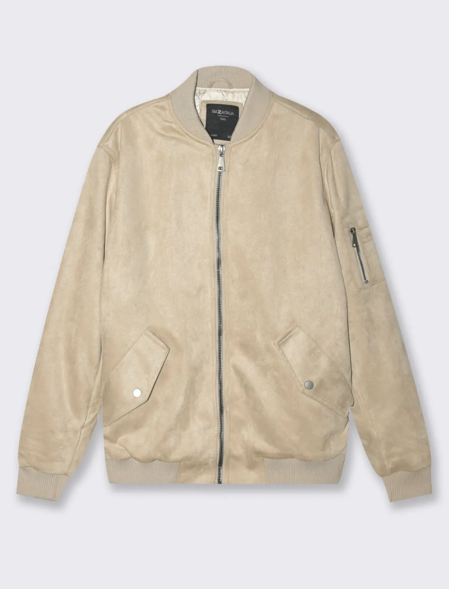 Uomo Piazza Italia Uomo|Giubbini E Cappotti<Giubbotto bomber in tessuto effetto scamosciato - ecru