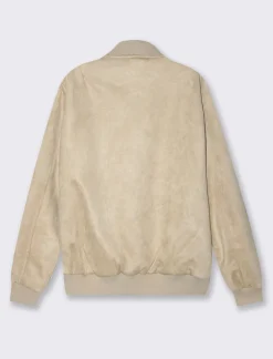 Uomo Piazza Italia Uomo|Giubbini E Cappotti<Giubbotto bomber in tessuto effetto scamosciato - ecru