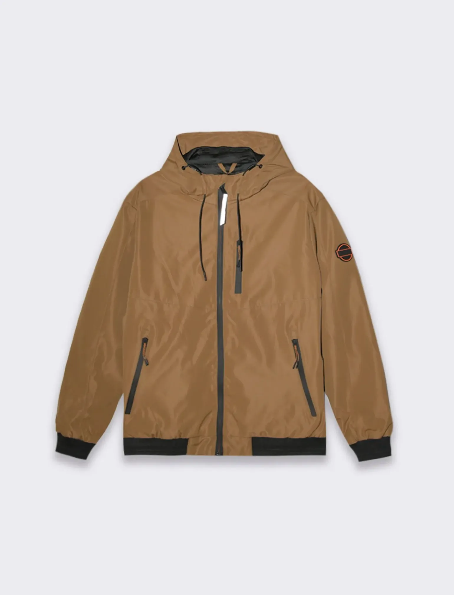 Uomo Piazza Italia Uomo|Giubbini E Cappotti<Giubbotto con cappuccio in tessuto tecnico antivento - Cammello