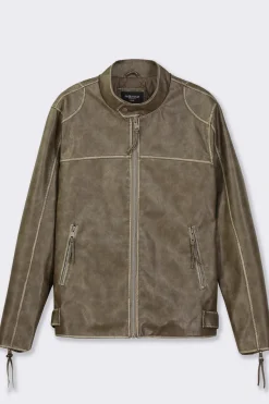 Uomo Piazza Italia Uomo|Giubbini E Cappotti<Giubbotto con collo a pistagna effetto slavato - fango