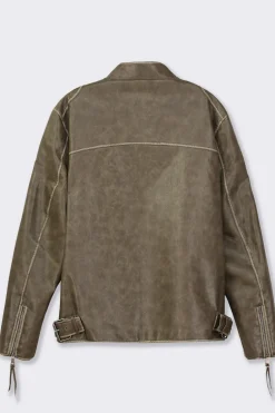 Uomo Piazza Italia Uomo|Giubbini E Cappotti<Giubbotto con collo a pistagna effetto slavato - fango