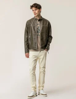 Uomo Piazza Italia Uomo|Giubbini E Cappotti<Giubbotto con collo a pistagna effetto slavato - fango