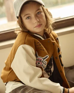 Bambino Piazza Italia Bambino|Giubbini E Cappotti<Giubbotto da bambino con maniche in contrasto modello college - tabacco