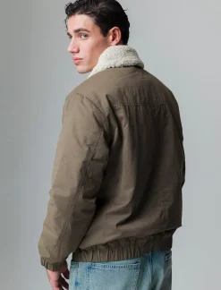 Uomo Piazza Italia Uomo|Giubbini E Cappotti<Giubbotto imbottito a collo in pelliccia sintetica rimovibile - kaki