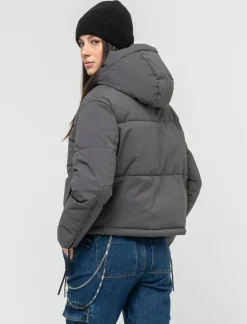 Donna Piazza Italia Donna|Giubbini E Cappotti<Giubbotto imbottito con cappuccio e chiusura con zip e coulisse - piombo