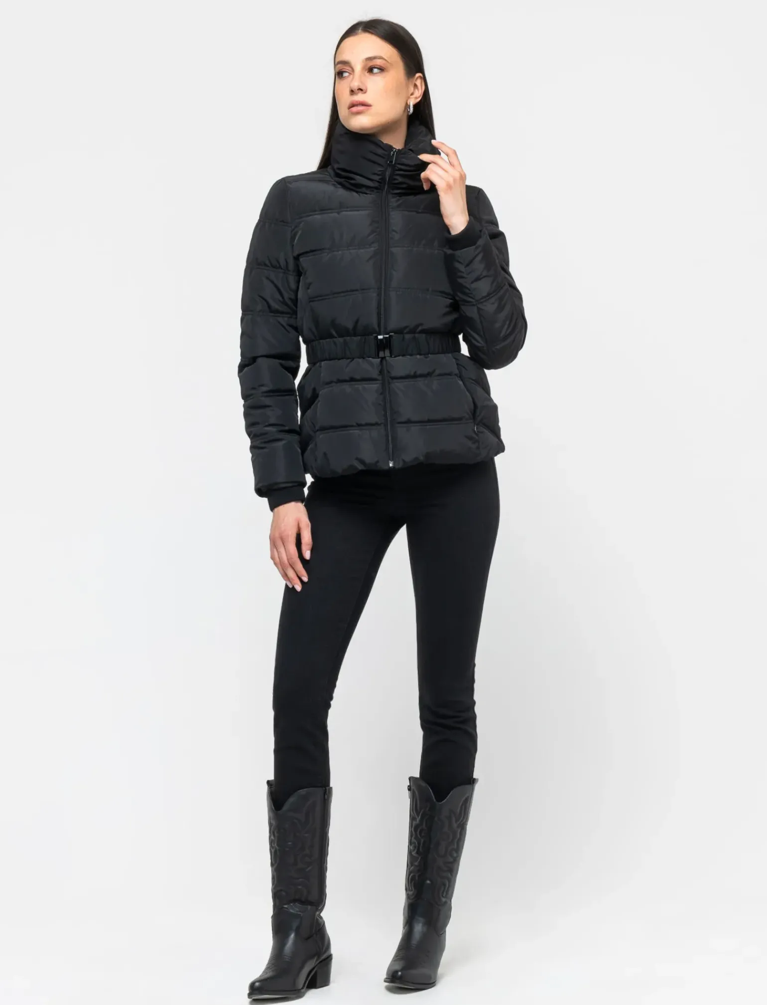 Donna Piazza Italia Donna|Giubbini E Cappotti<Giubbotto imbottito con cerniera in metallo e cintura elastica in vita -