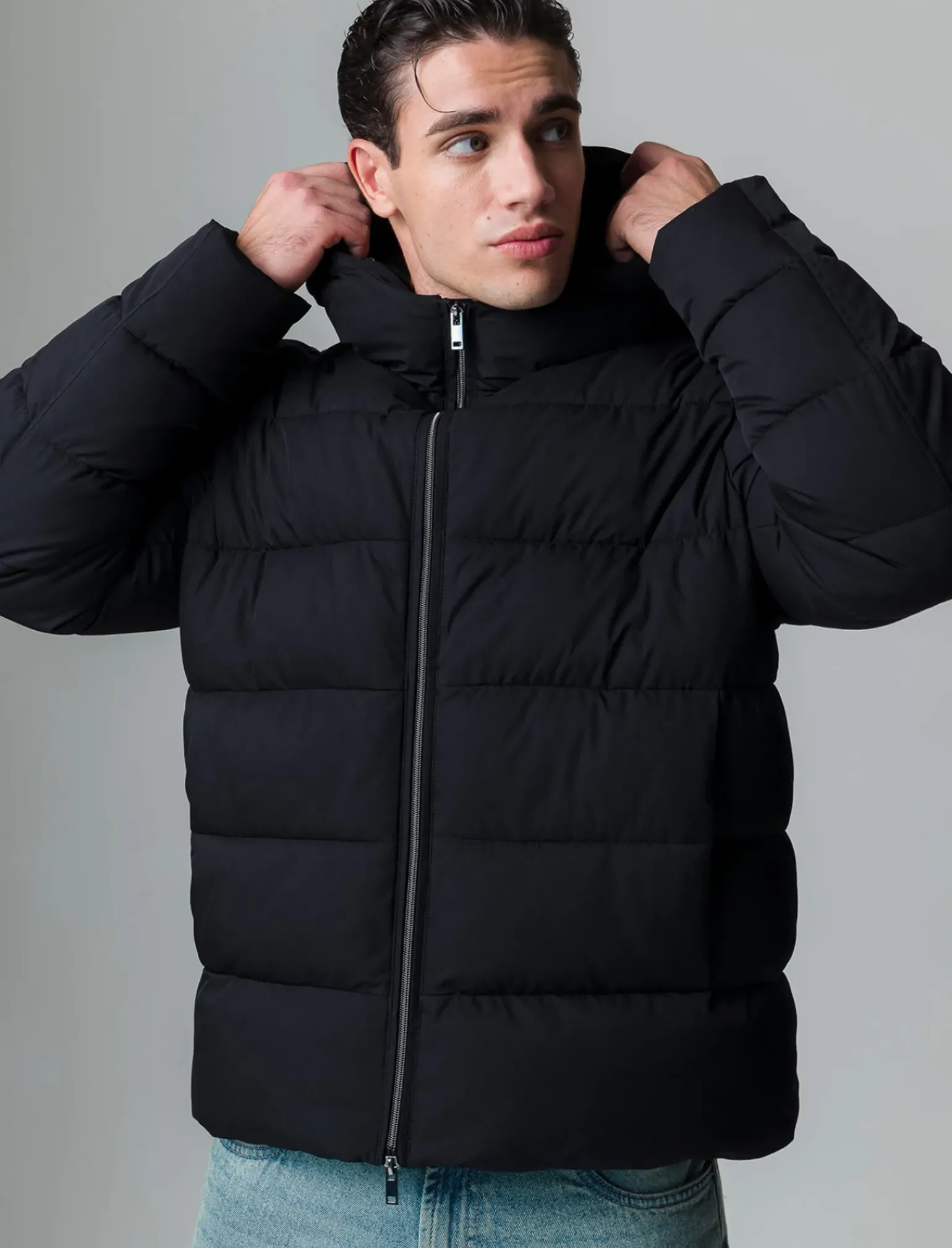 Uomo Piazza Italia Giubbini E Cappotti<Giubbotto imbottito in tessuto tecnico a collo alto con cappuccio -