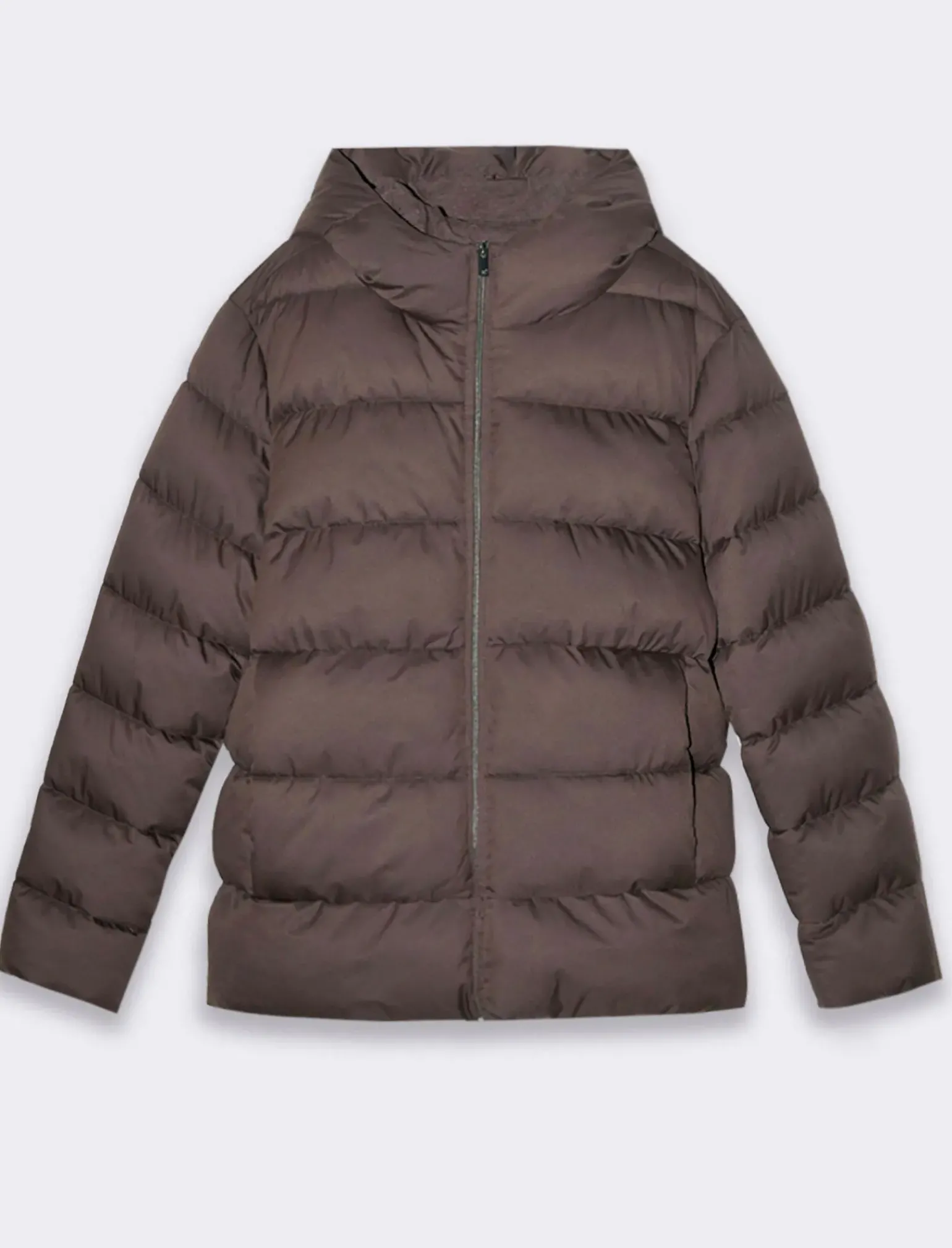 Uomo Piazza Italia Uomo|Giubbini E Cappotti<Giubbotto imbottito in tessuto tecnico a collo alto con cappuccio - Moro