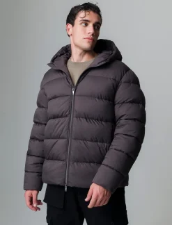 Uomo Piazza Italia Uomo|Giubbini E Cappotti<Giubbotto imbottito in tessuto tecnico a collo alto con cappuccio - Moro