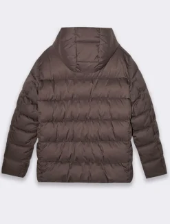 Uomo Piazza Italia Uomo|Giubbini E Cappotti<Giubbotto imbottito in tessuto tecnico a collo alto con cappuccio - Moro