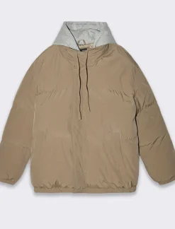 Uomo Piazza Italia Uomo|Giubbini E Cappotti<Giubbotto imbottito in tessuto tecnico con cappuccio in felpa - kaki