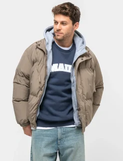 Uomo Piazza Italia Uomo|Giubbini E Cappotti<Giubbotto imbottito in tessuto tecnico con cappuccio in felpa - kaki