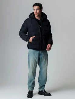 Uomo Piazza Italia Giubbini E Cappotti<Giubbotto imbottito in tessuto tecnico a collo alto con cappuccio regolabile -