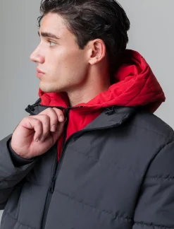 Uomo Piazza Italia Uomo|Giubbini E Cappotti<Giubbotto imbottito realizzato in tessuto tecnico con cappuccio - piombo