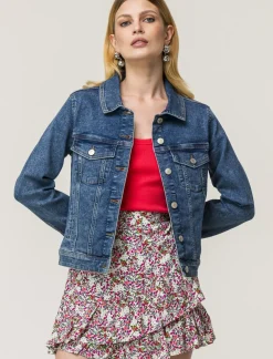 Donna Piazza Italia Donna|Giubbini E Cappotti<Giubbotto in denim vestibilità slim in tessuto denim elasticizzato - Denim