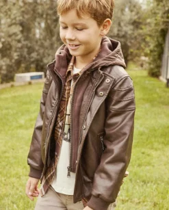 Bambino Piazza Italia Bambino|Giubbini E Cappotti<Giubbotto in finta pelle con cappuccio e gilet removibile -