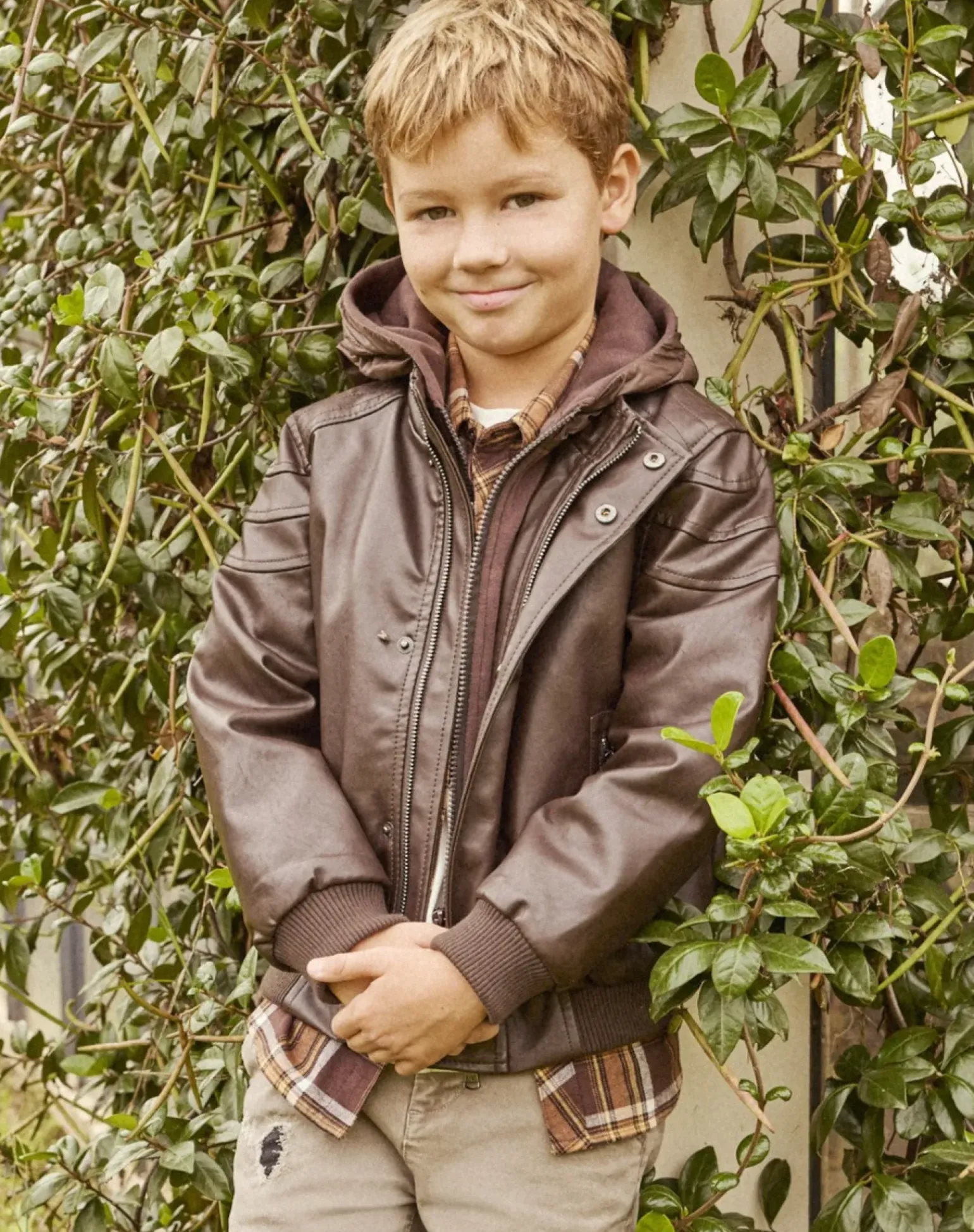 Bambino Piazza Italia Bambino|Giubbini E Cappotti<Giubbotto in finta pelle con cappuccio e gilet removibile -