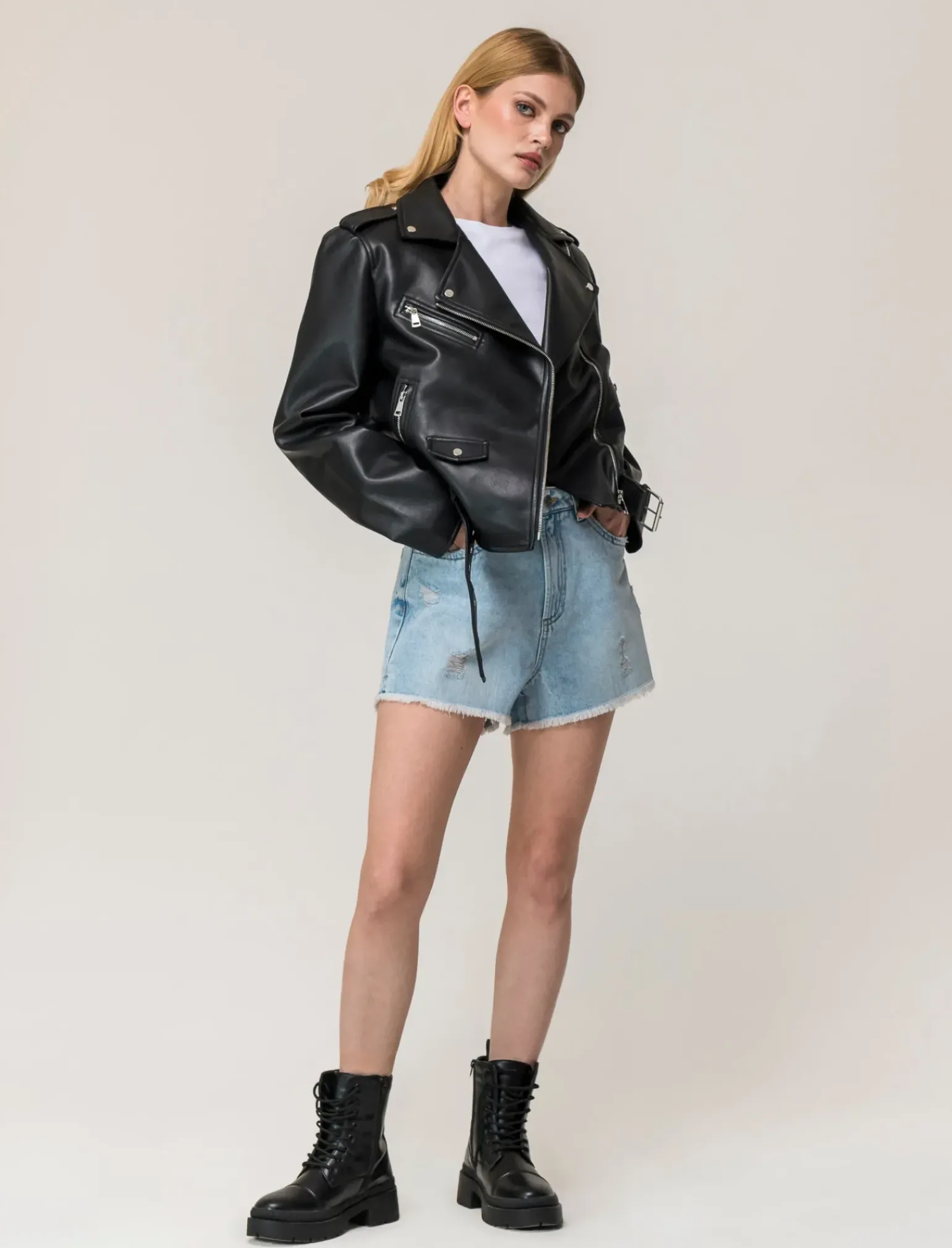 Donna Piazza Italia Donna|Giubbini E Cappotti<Giubbotto modello biker vestibilità regular -