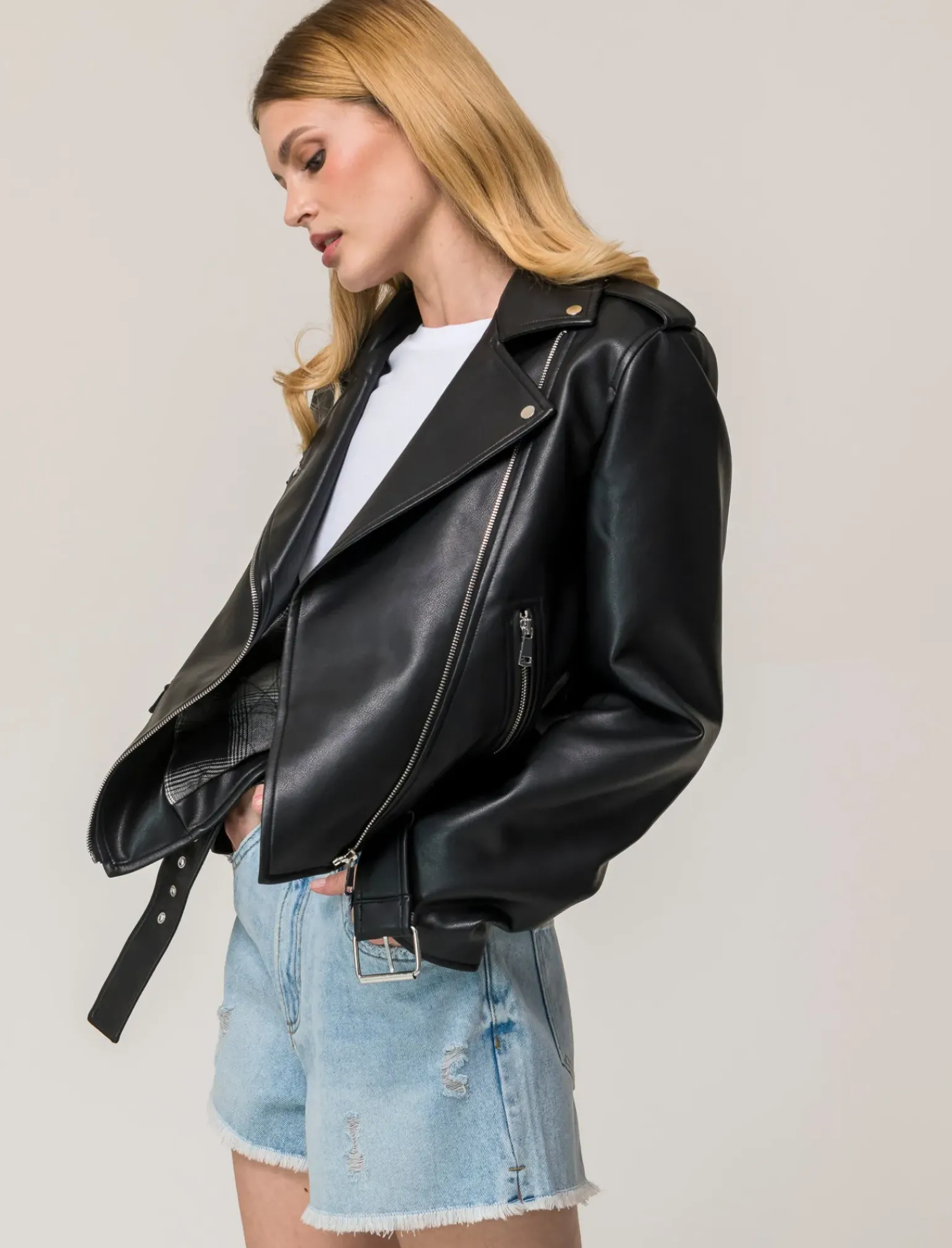 Donna Piazza Italia Donna|Giubbini E Cappotti<Giubbotto modello biker vestibilità regular -