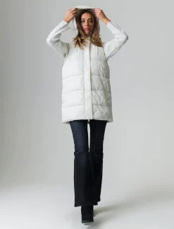 Donna Piazza Italia Donna|Giubbini E Cappotti<Giubbotto modello gilet con cappuccio e tasche a filetto - gesso
