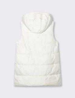 Donna Piazza Italia Donna|Giubbini E Cappotti<Giubbotto modello gilet con cappuccio e tasche a filetto - gesso