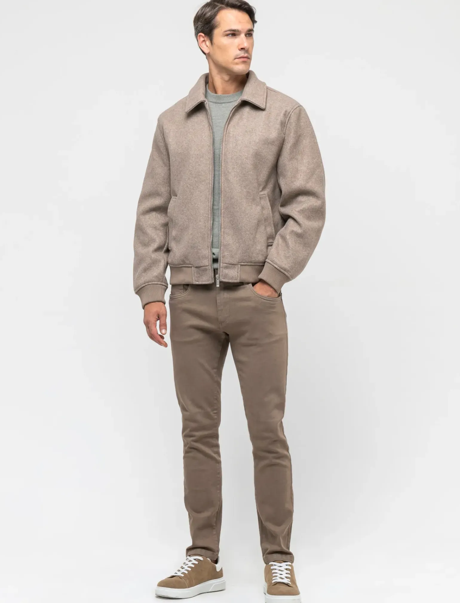 Uomo Piazza Italia Giubbini E Cappotti<Giubbotto realizzato in panno effetto lana con tasche a filetto - tortora