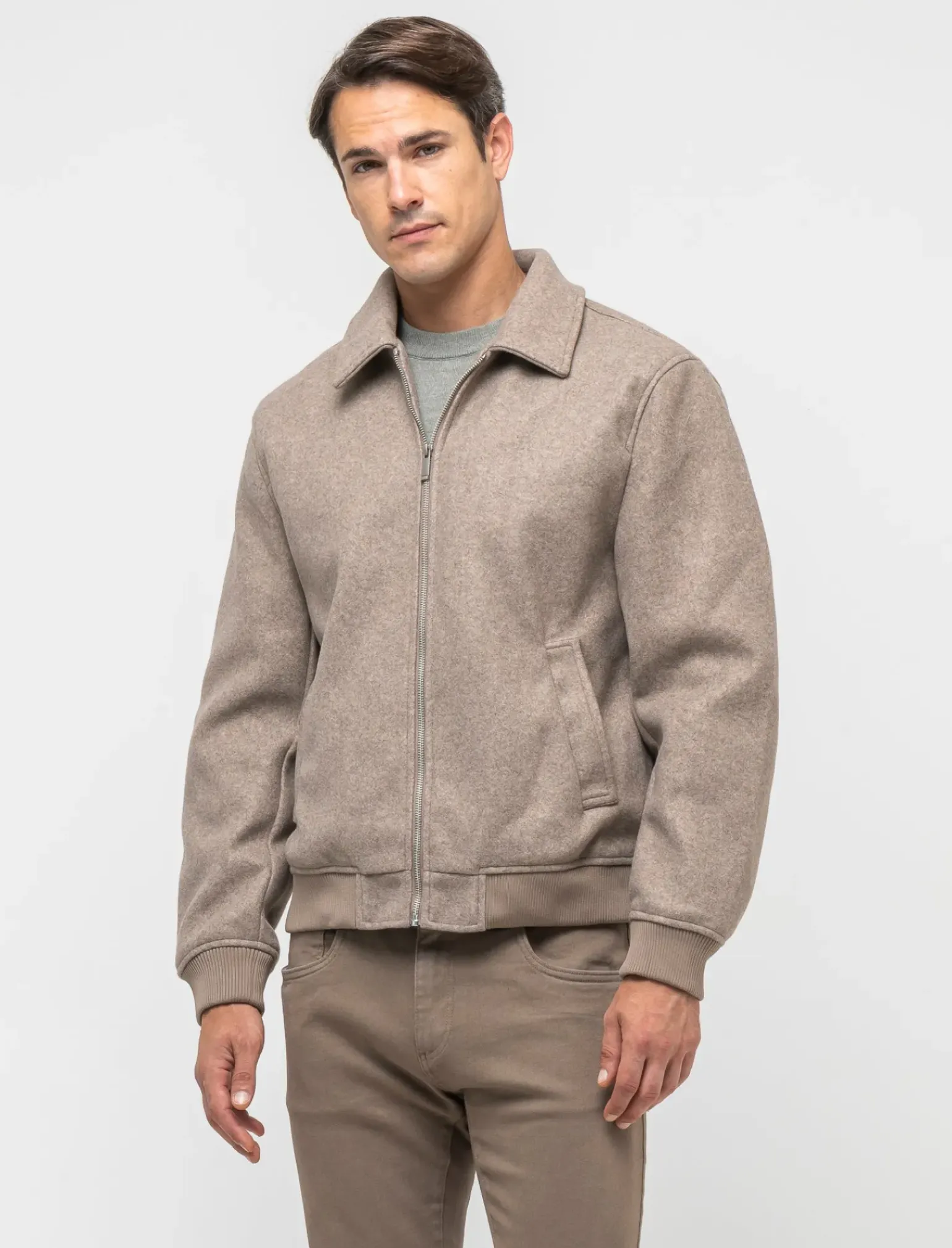 Uomo Piazza Italia Giubbini E Cappotti<Giubbotto realizzato in panno effetto lana con tasche a filetto - tortora